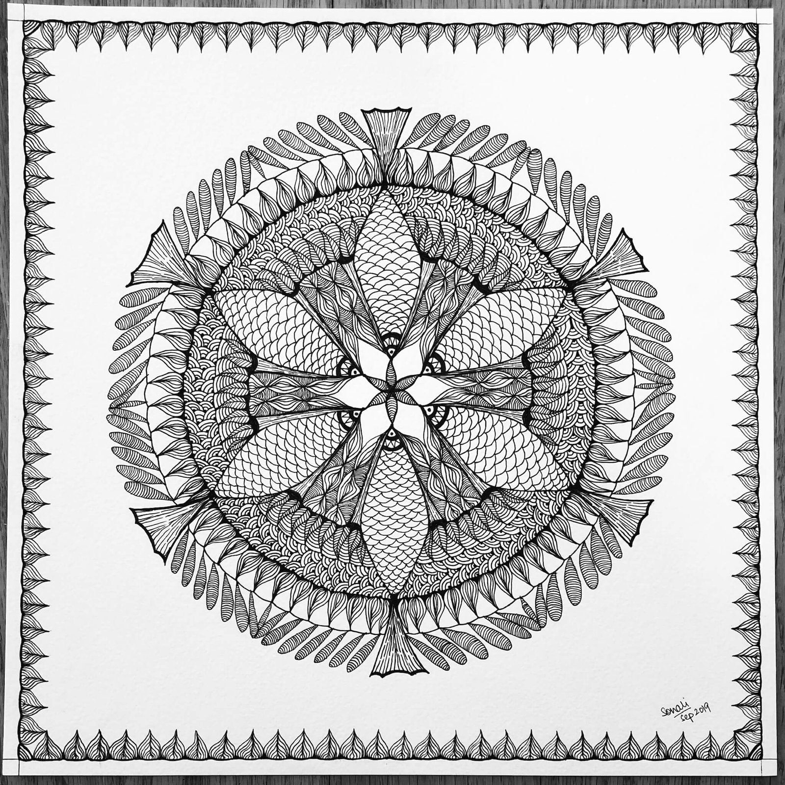 Mandala, Drawing, Fish